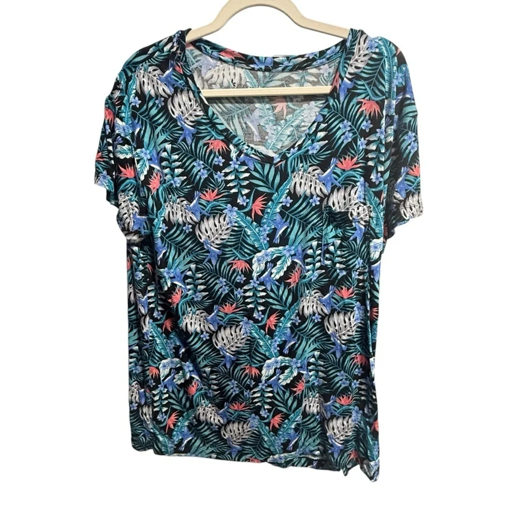 Koolaburra by UGG Tropical Bird Pajamas Size L Soft Luxe Floral Stretch Comfy